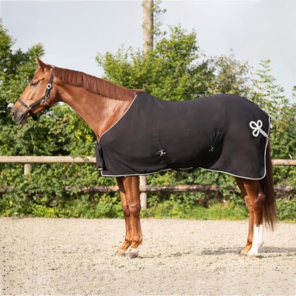 FLEECETÆPPE MED ORNAMENT - SORT - 125