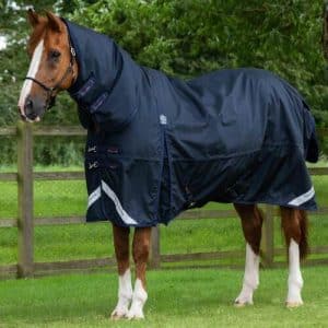 Premier Equine Buster Storm 220g dækken med hals - Navy - 6,9" (155cm), Grøn