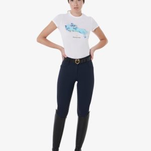 Equestro - Dame ridebukser Navy, full grip, højtaljet - Navy - 38 / Navy