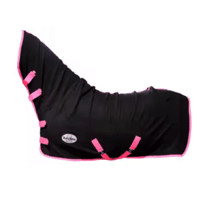 Fleece Cooler med hals til pony & shetland - Pink/Sort, 115cm