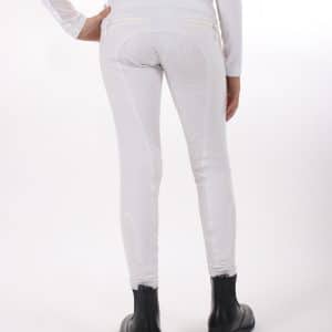 QHP Ninthe junior ridebukser med full grip - hvid - 140