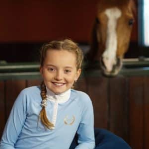 Joline - Børn, Langærmet Ridebluse, M. Flæser, Lys blå - 152-158 / Blue