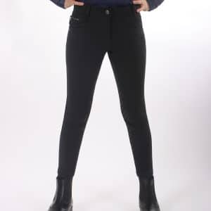 QHP Ninthe junior ridebukser med full grip - sort - 140